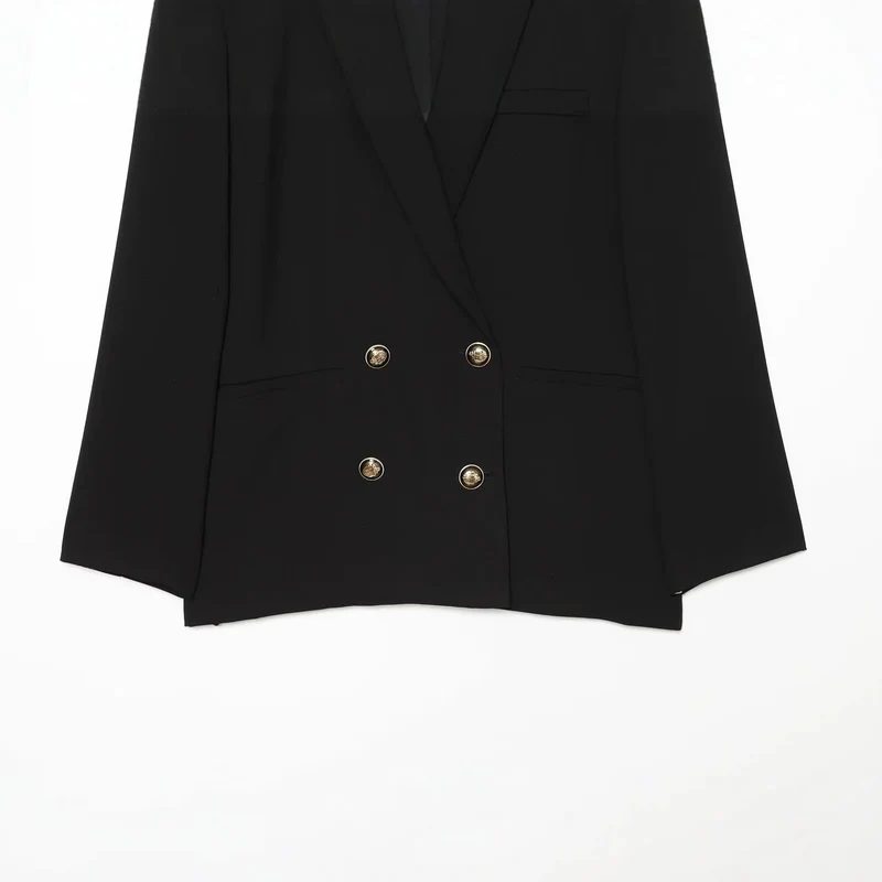Damen Zweireihiger Oversize‑Blazer mit goldenen Zierknöpfen Nord Taschen