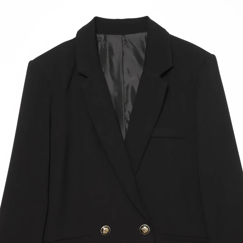 Damen Zweireihiger Oversize‑Blazer mit goldenen Zierknöpfen Nord Taschen
