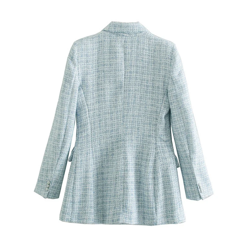 Damen Zweireihiger Bouclé-Blazer mit taillierter Silhouette und Pattentaschen Nord Taschen