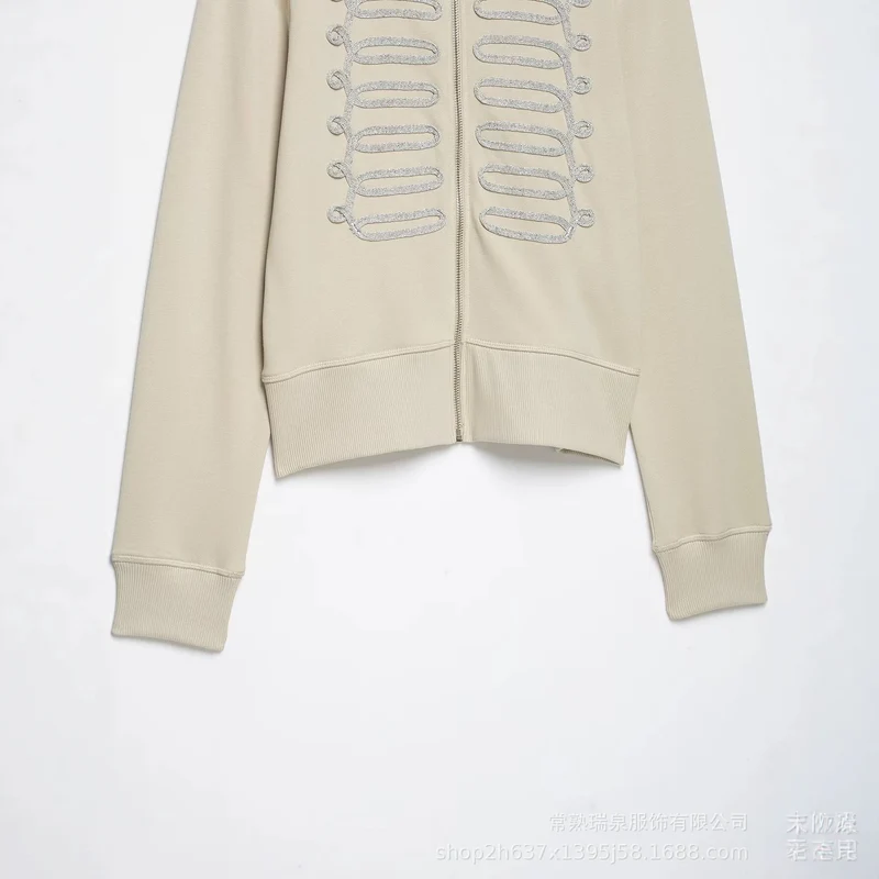 Damen Zip‑Jacke im Military‑Inspirierten Look mit Stehkragen und Zierpaspel Nord Taschen