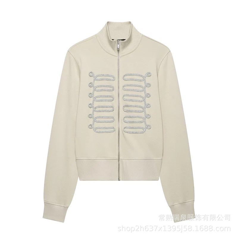 Damen Zip‑Jacke im Military‑Inspirierten Look mit Stehkragen und Zierpaspel Nord Taschen