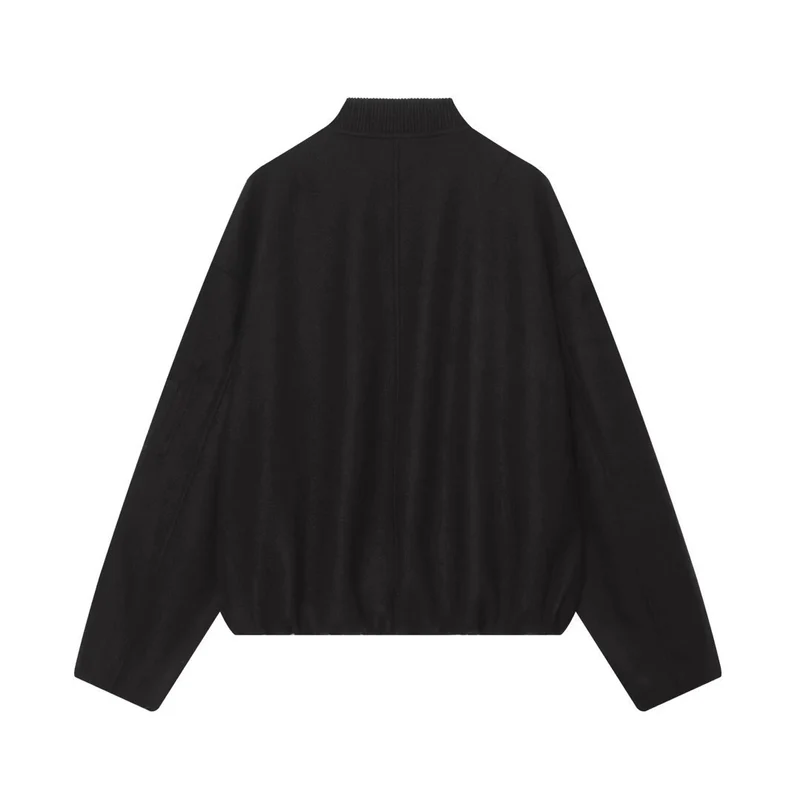 Damen Wollmix‑Bomberjacke im Oversized‑Boxy‑Schnitt mit Reißverschluss und Ärmeltasche Nord Taschen