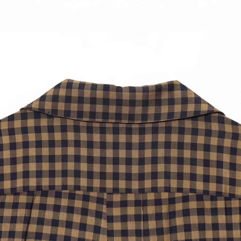 Damen Wickelkleid mit Vichy-Karo, Hemdkragen und Taillenband Nord Taschen