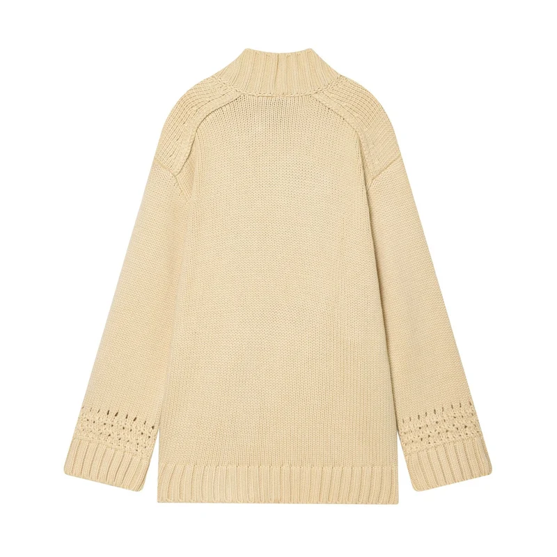 Damen Wickelcardigan mit Schalkragen, Grobstrick und Bindegürtel Nord Taschen