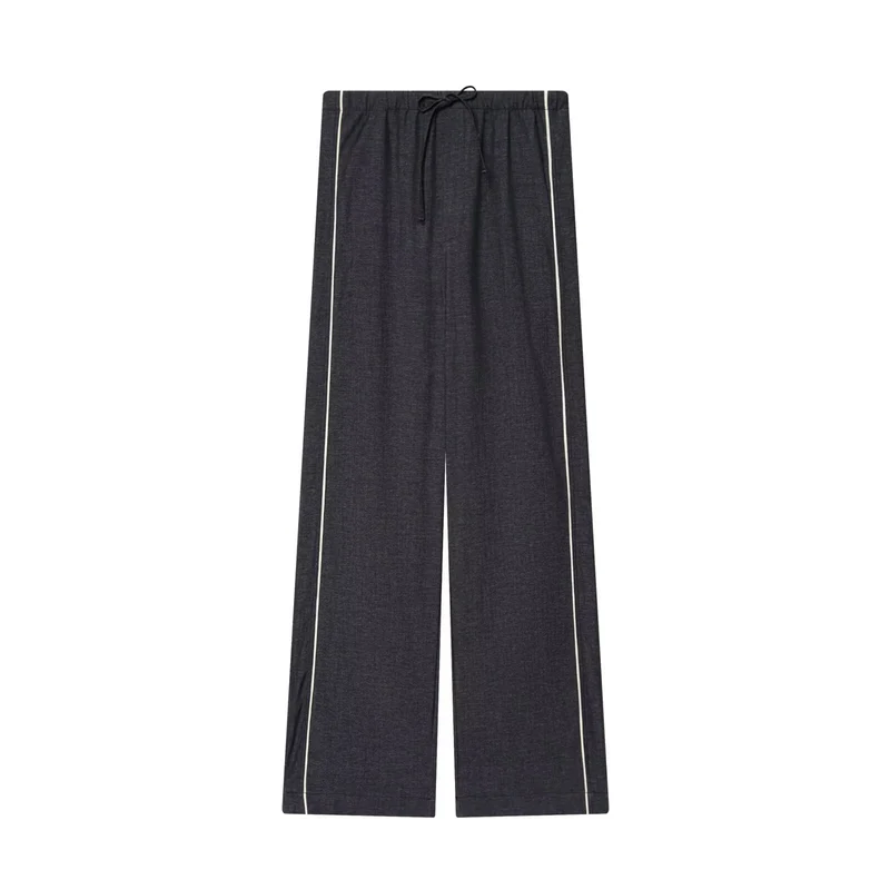 Damen Weitgeschnittene Lounge-Hose mit Tunnelzug und Kontrastpaspel Nord Taschen