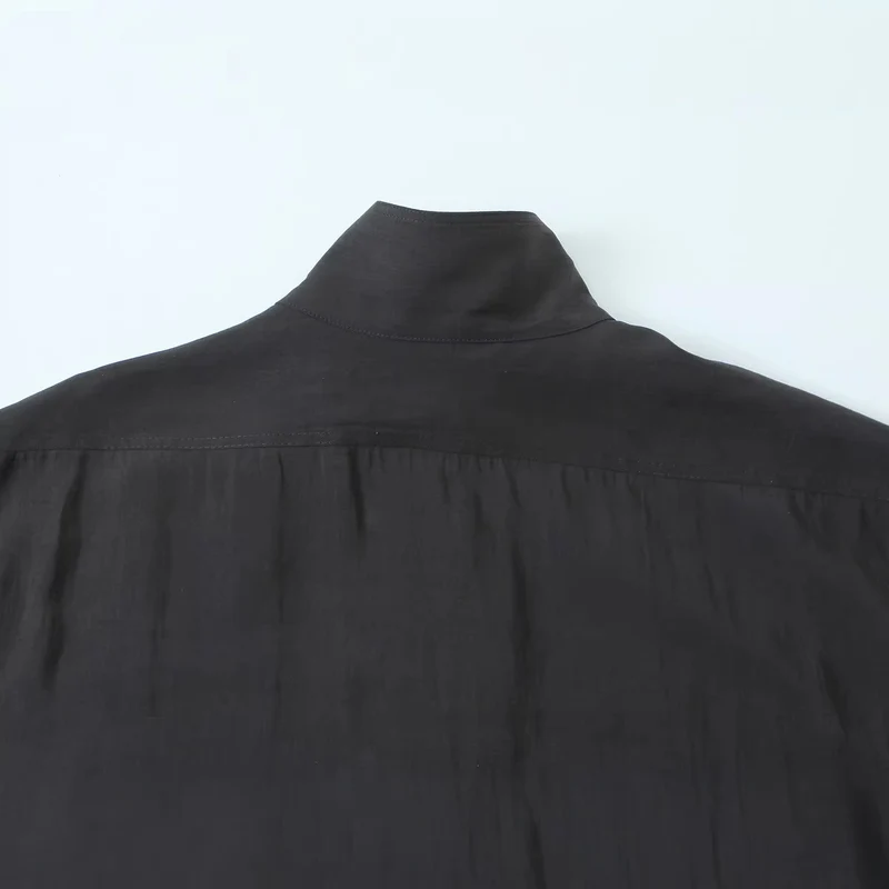 Damen Weites Oversize‑Hemd mit hohem Stehkragen und Brusttasche Nord Taschen