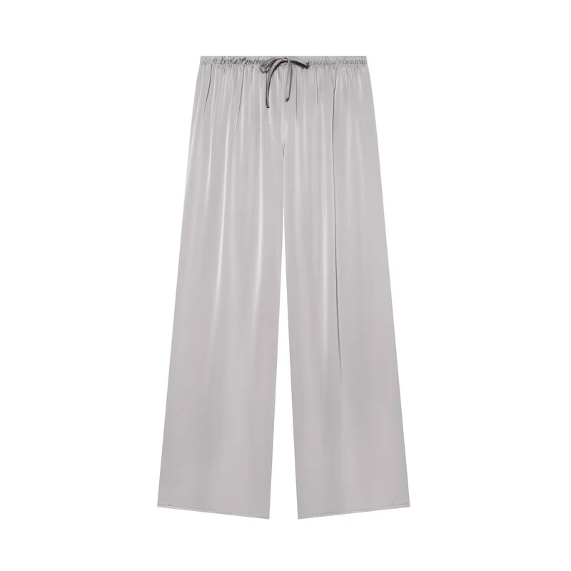 Damen Weite Satin-Hose mit elastischem Tunnelzugbund und weitem Bein Nord Taschen