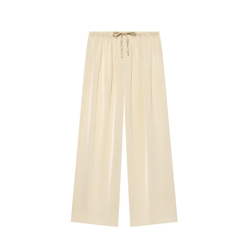 Damen Weite Satin-Hose mit elastischem Tunnelzugbund und weitem Bein Nord Taschen