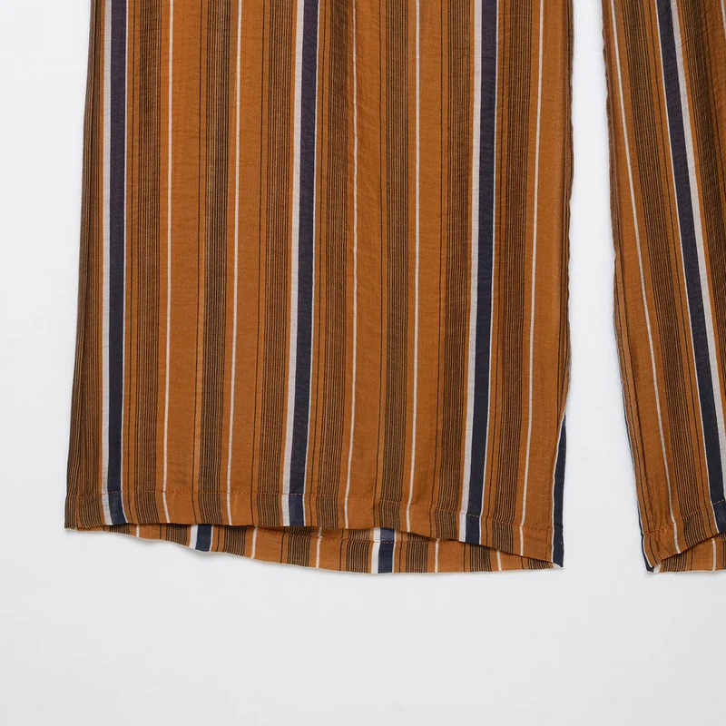 Damen Weite Palazzo‑Hose mit Tunnelzugbund und vertikalem Streifenjacquard Nord Taschen