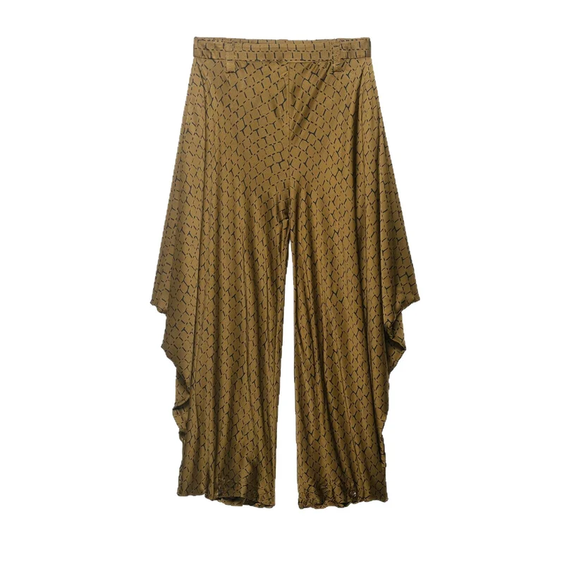 Damen Weite Palazzo-Hose mit asymmetrischem Volantsaum Nord Taschen