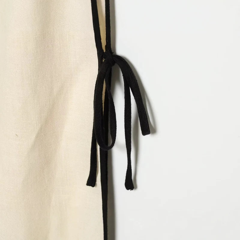 Damen Weite Leinenoptik-Hose mit hohem Elastikbund, Kontrastpaspel und Bein‑Schnürdetail Nord Taschen