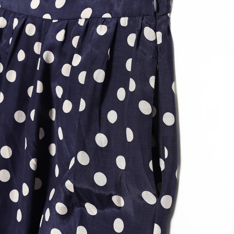 Damen Weite Highwaist-Hose mit Polka-Dot, Ballonbeinen und Kordel-Tunnelzug am Knöchel Nord Taschen