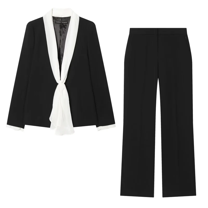 Damen Weite High‑Waist-Hose mit elastischem Bund, Bügelfalte und Seitentaschen Nord Taschen