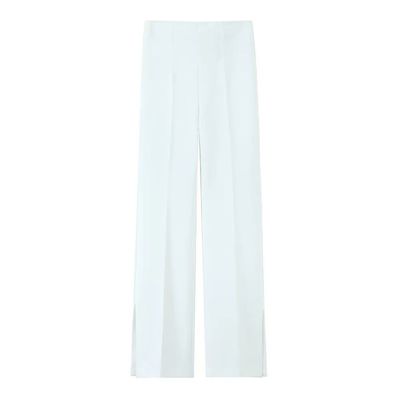 Damen Weite High‑Waist‑Hose mit Bundfalte und seitlichen Beinschlitzen Nord Taschen