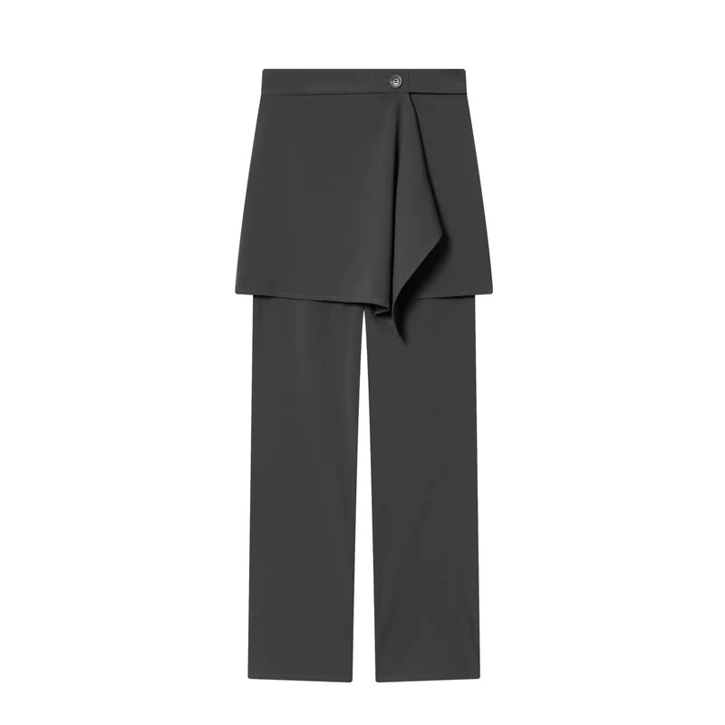 Damen Weite High‑Waist-Hose mit asymmetrischem Wickelrock-Overlay Nord Taschen