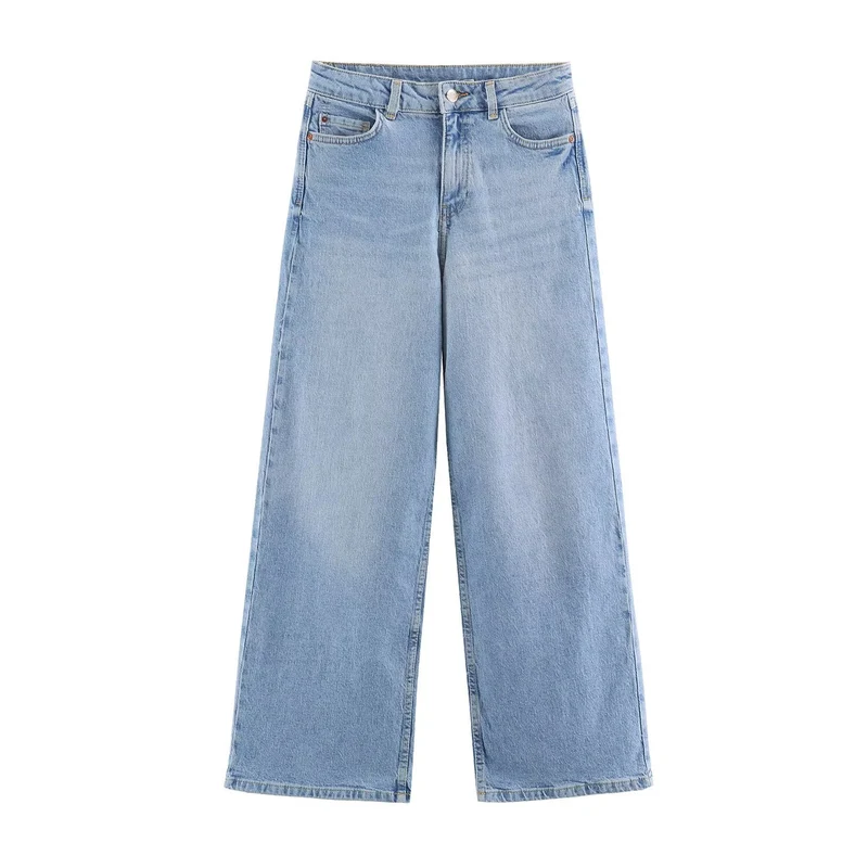 Damen Weite High-Waist Denimhose mit breitem Bein und Five-Pocket-Details Nord Taschen