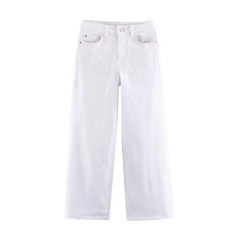 Damen Weite High-Waist Denimhose mit breitem Bein und Five-Pocket-Details Nord Taschen