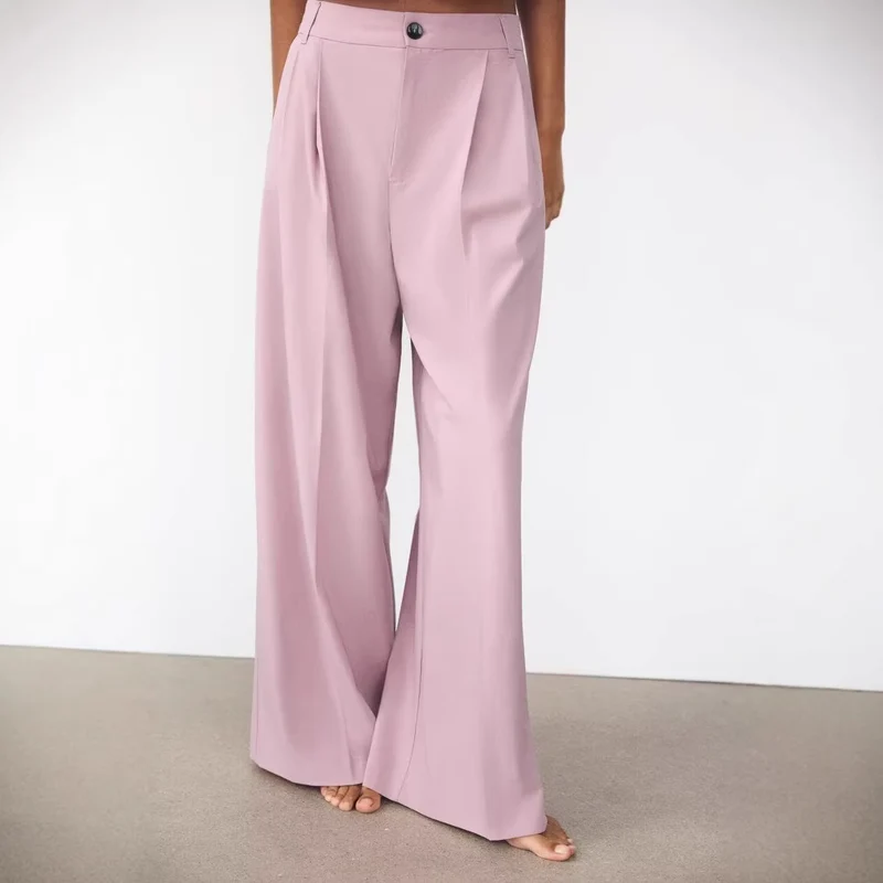 Damen Weite High‑Waist Bundfaltenhose mit weitem Bein Nord Taschen