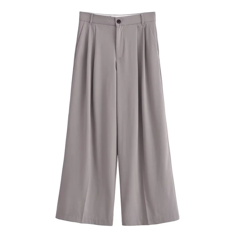 Damen Weite High‑Waist Bundfaltenhose mit weitem Bein Nord Taschen