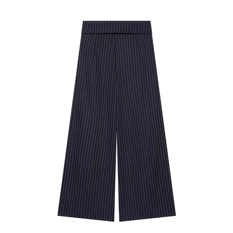 Damen Weite Culotte-Hose mit hohem Bund, Kordelzug und vorderseitigen Beinschlitzen Nord Taschen