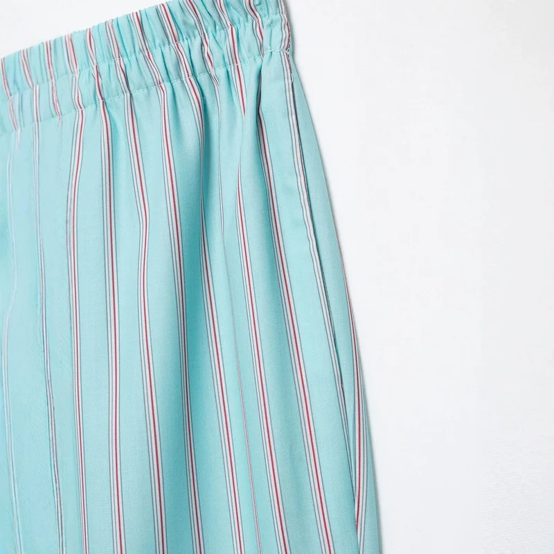Damen Weite Culotte-Hose mit elastischem Bund, feinen Längsstreifen und Wellenkante Nord Taschen