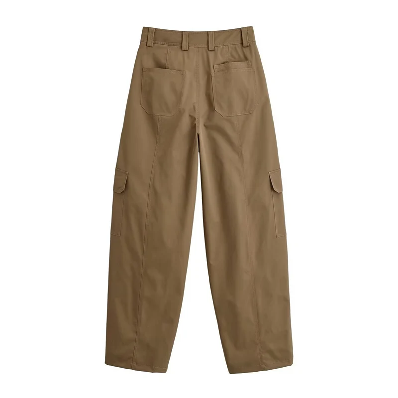 Damen Weite Cargo-Hose mit Utility-Taschen, Reißverschluss-Details und hoher Taille Nord Taschen