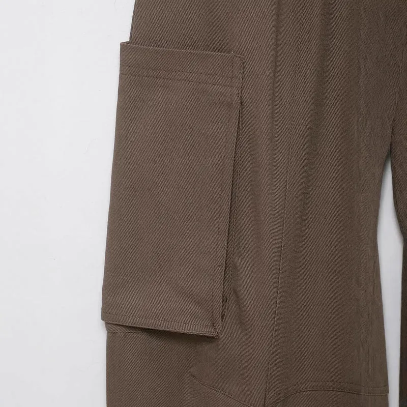 Damen weite Cargo-Cropped-Hose mit hoher Taille und aufgesetzten Taschen Nord Taschen