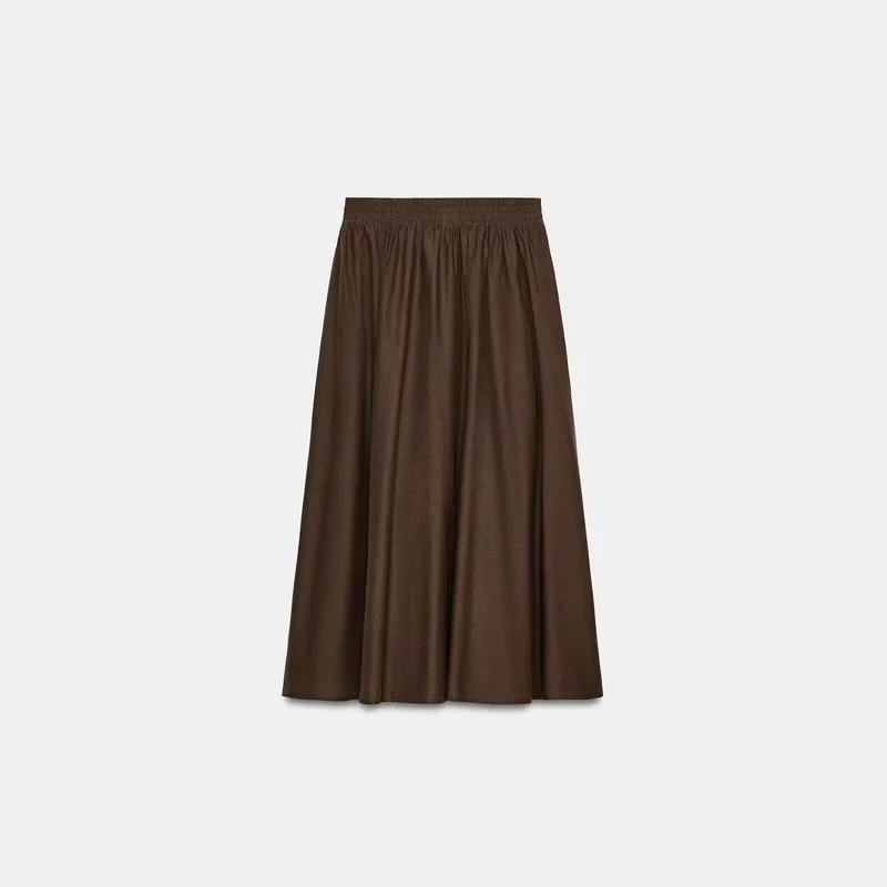 Damen Weicher A-Linien-Midirock mit elastischem Gummibund und fließender Chiffon‑Optik Nord Taschen
