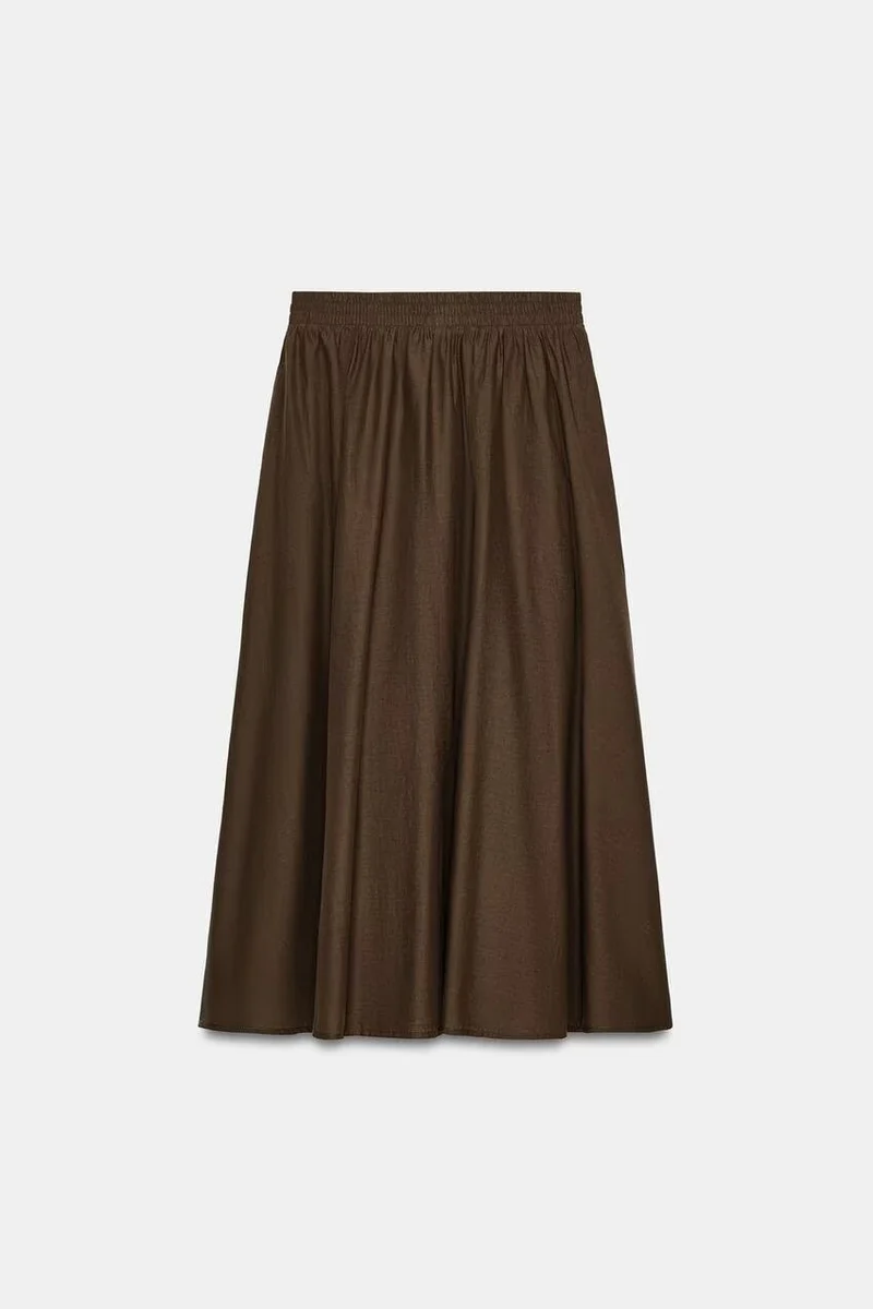 Damen Weicher A-Linien-Midirock mit elastischem Gummibund und fließender Chiffon‑Optik Nord Taschen