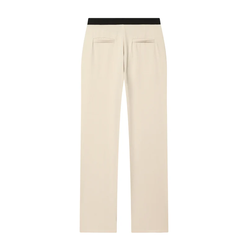 Damen Weiche High‑Waist Stoffhose mit elastischem Kontrastbund und geradem Bein Nord Taschen