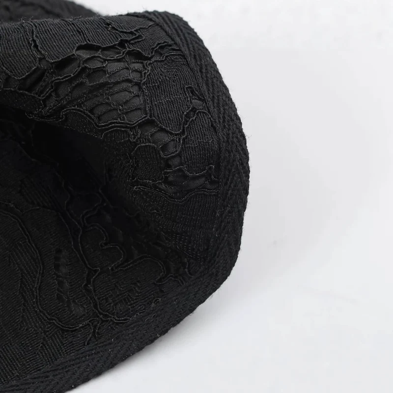 Damen Transparente Spitzenbluse mit Stehkragen, Puffärmeln und Manschetten Nord Taschen