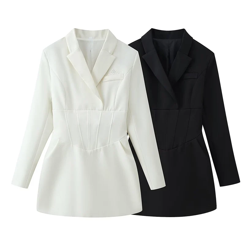 Damen tailliertes Blazer-Minikleid mit Korsettnähten Nord Taschen