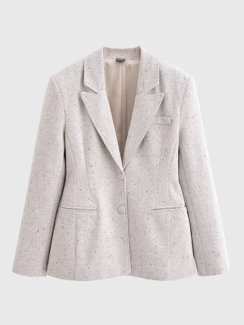 Damen Taillierter Bouclé‑Blazer mit Wiener Nähten und verdeckter Knopfleiste Nord Taschen