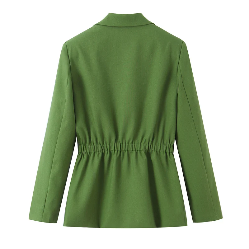 Damen Taillierter Blazer mit Tunnelzug-Taille, Reverskragen und Schmuckknöpfen Nord Taschen