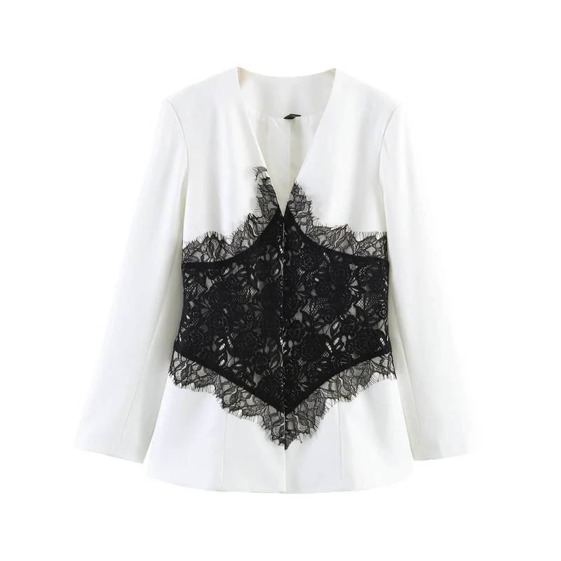 Damen Taillierter Blazer mit Spitzen-Korsettbesatz Nord Taschen