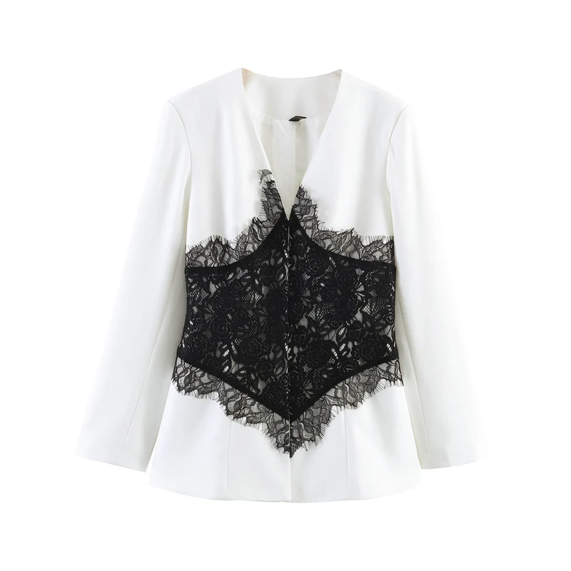 Damen Taillierter Blazer mit Spitzen-Korsettbesatz Nord Taschen