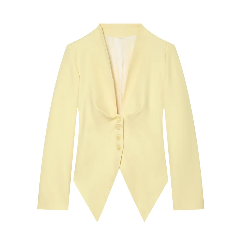 Damen taillierter Blazer mit spitzem Schößchen und tiefem V-Ausschnitt Nord Taschen