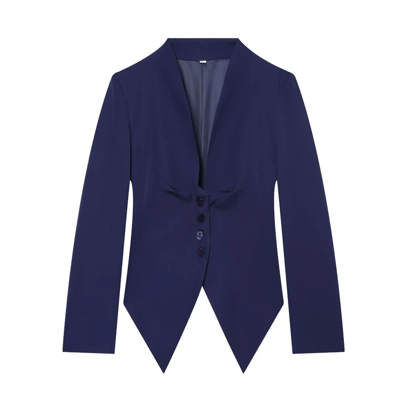 Damen taillierter Blazer mit spitzem Schößchen und tiefem V-Ausschnitt Nord Taschen