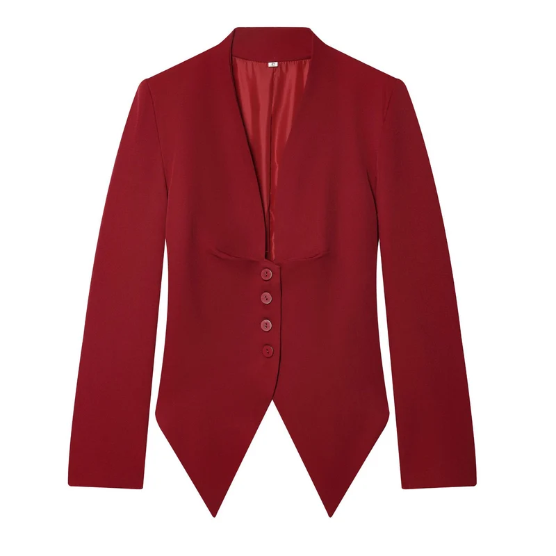 Damen taillierter Blazer mit spitzem Schößchen und tiefem V-Ausschnitt Nord Taschen