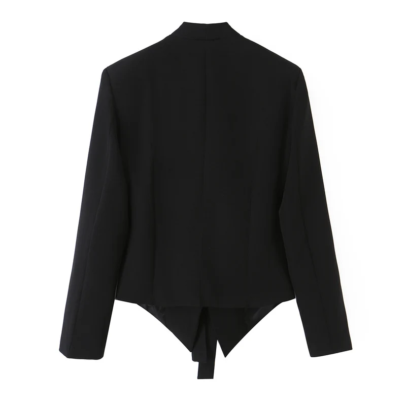 Damen Taillierter Blazer mit Bindegürtel und asymmetrischem Zipfelsaum Nord Taschen