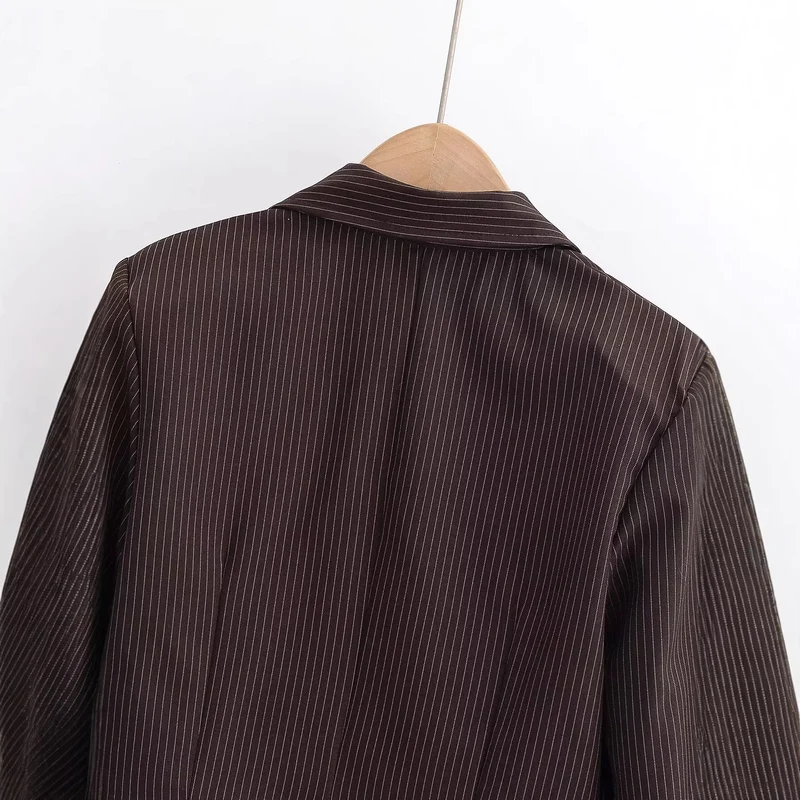 Damen Taillierte Cropped-Hemdbluse im Nadelstreifen mit tiefem V-Ausschnitt Nord Taschen