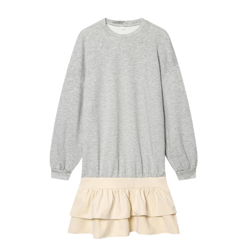 Damen Sweatshirt‑Kleid mit Stufenvolants und lockerem Oversize‑Schnitt Nord Taschen