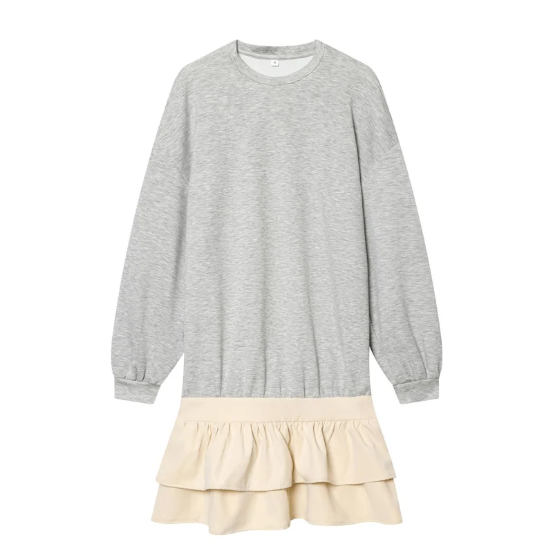 Damen Sweatshirt‑Kleid mit Stufenvolants und lockerem Oversize‑Schnitt Nord Taschen