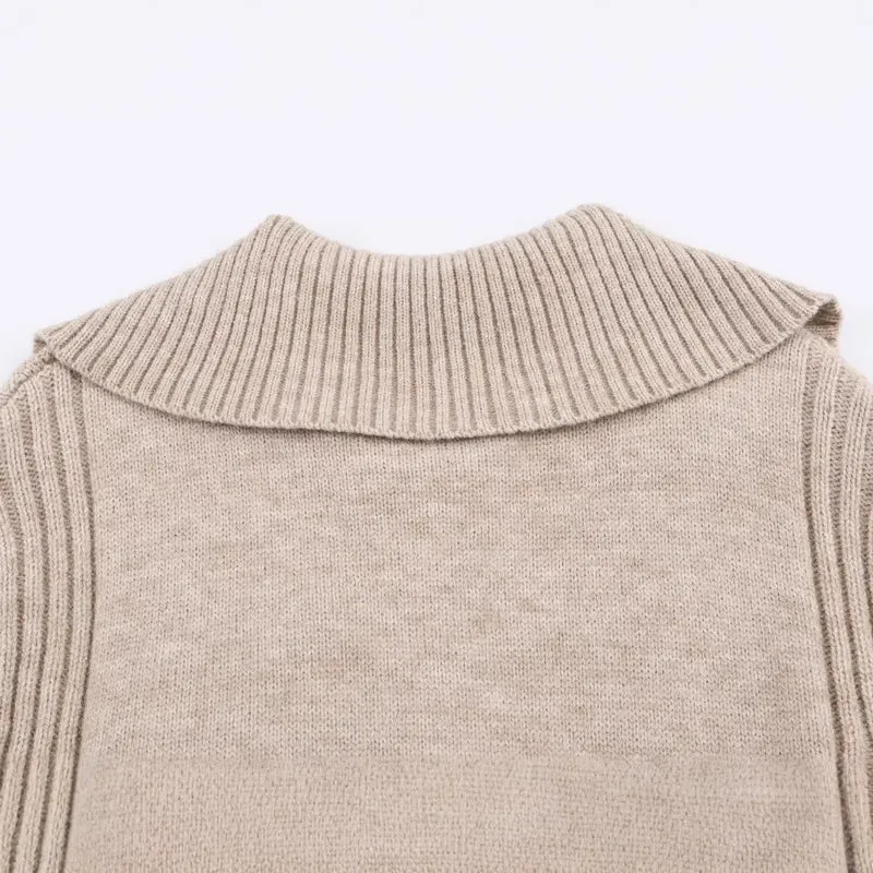 Damen Strickcardigan mit oversized Segelkragen und Zopfmuster-Details Nord Taschen