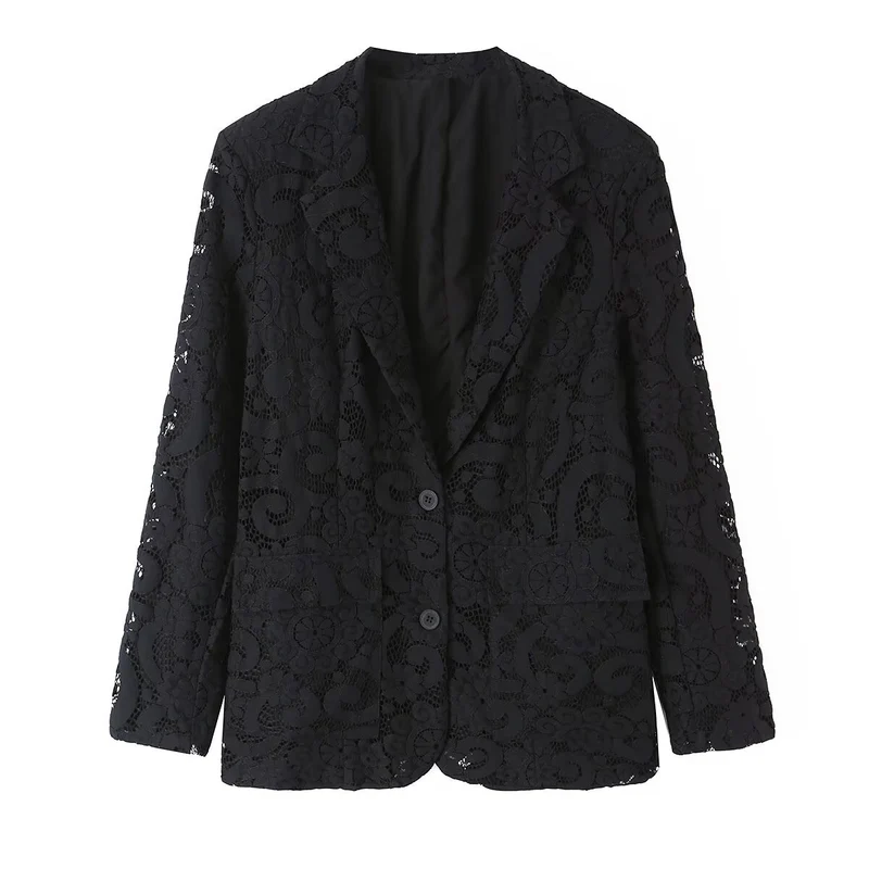 Damen Spitzenblazer mit floraler Lochspitze und femininer Silhouette Nord Taschen