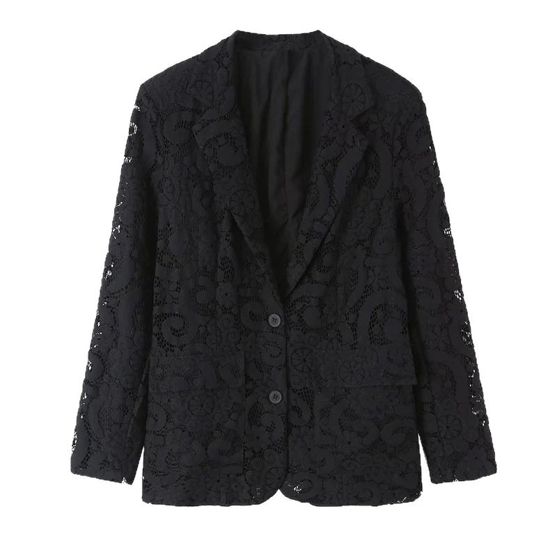 Damen Spitzenblazer mit floraler Lochspitze und femininer Silhouette Nord Taschen