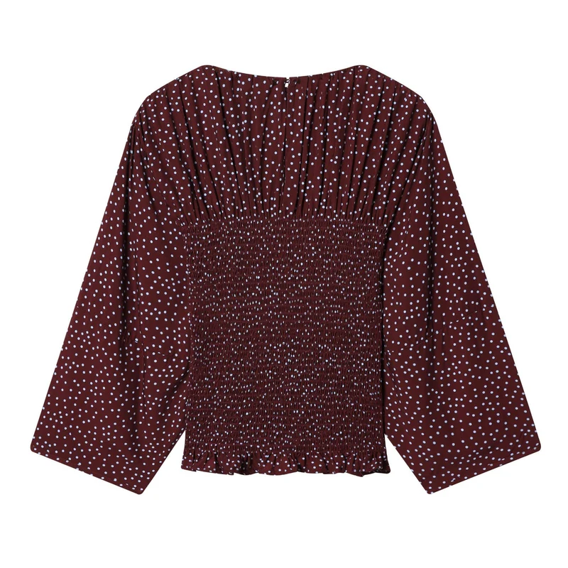 Damen Smock-Bluse mit elastischer Raffung und weiten Trompetenärmeln Nord Taschen