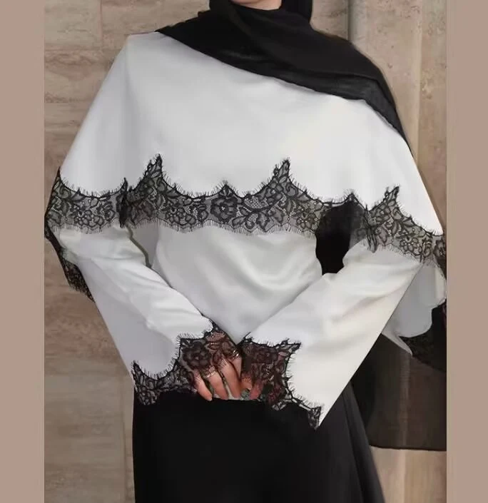 Damen Schultercape mit floraler Spitzenkante und weitem Fall Nord Taschen