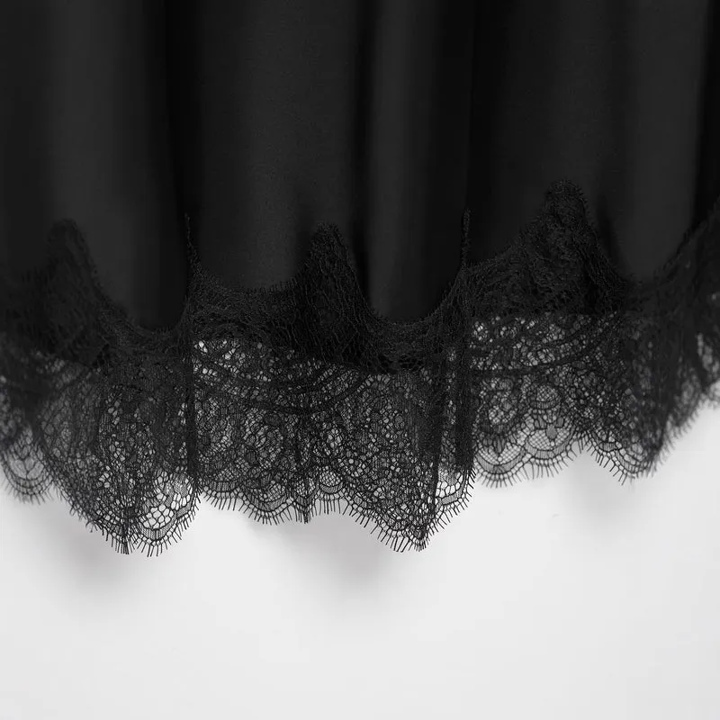 Damen Satin-Midirock mit ausgestellter A‑Linie und Spitzenbesatz Nord Taschen