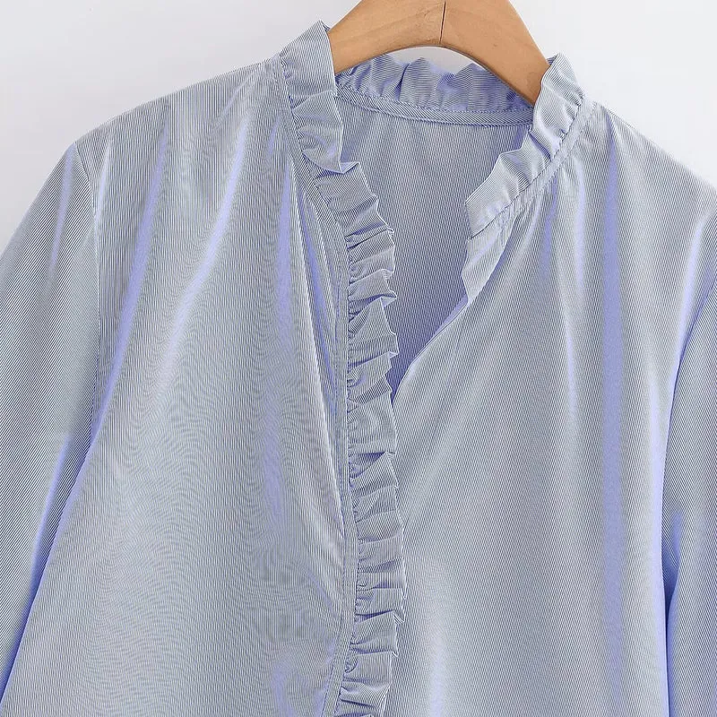 Damen Rüschenbluse mit V-Ausschnitt und Ballonärmeln Nord Taschen